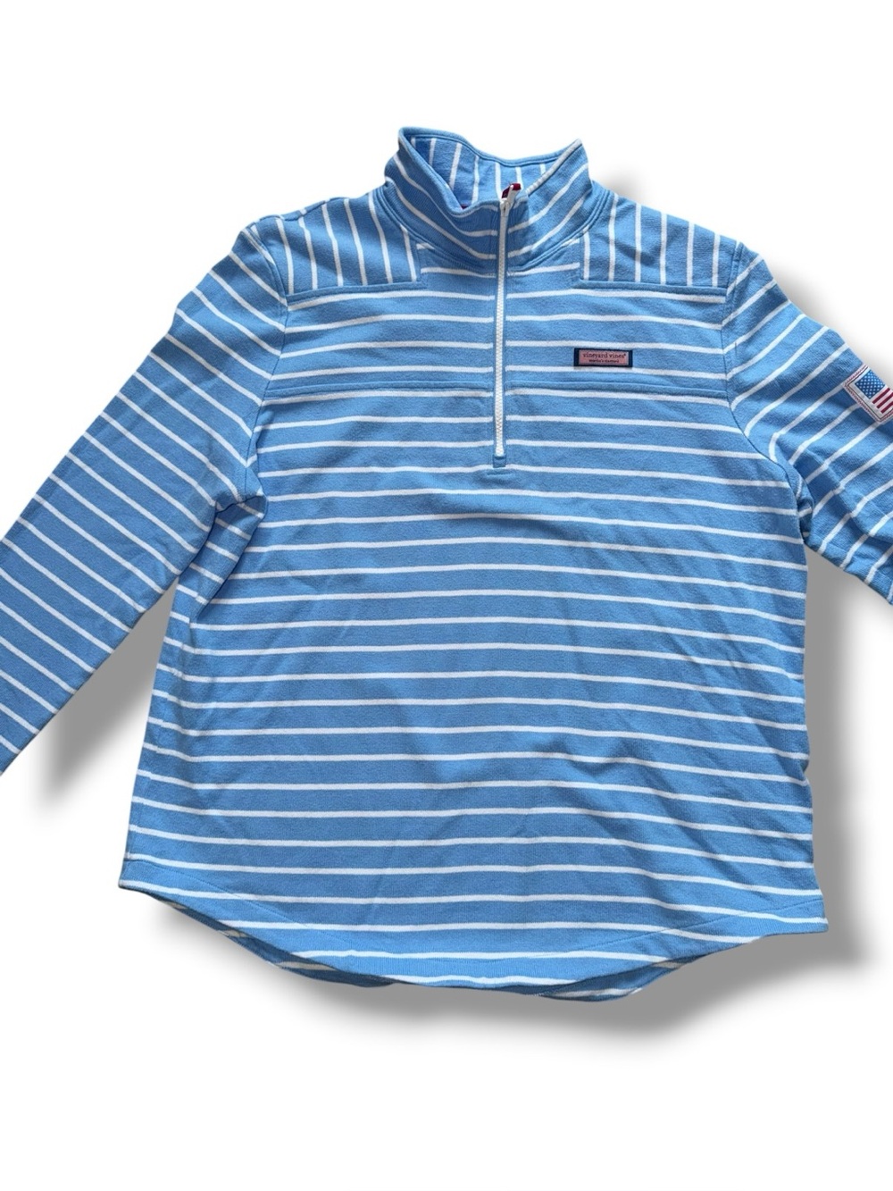 Vineyard Vines Light Blue & White Striped Long-Sleeve Quarter-Zip